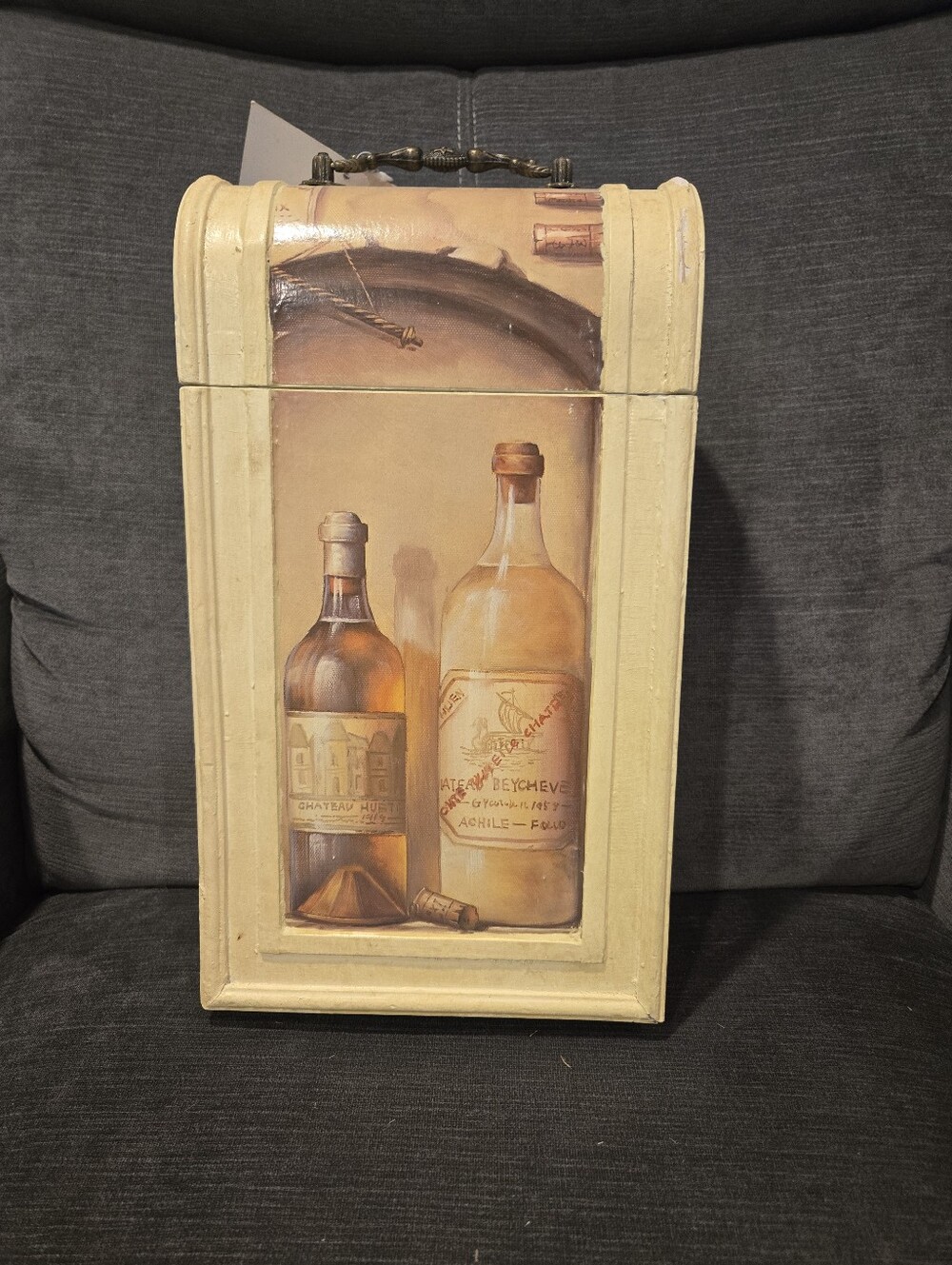 Vintage-Inspired Wine Bottle Storage Box - Cream